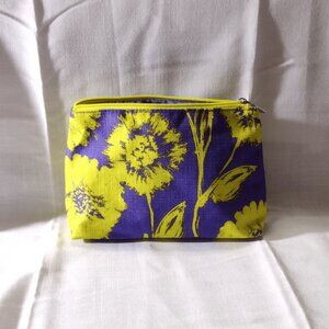 CLINIQUE COSMETIC BAG - 8"x6"x2" - purple/yellow w/ purple interior - NEW